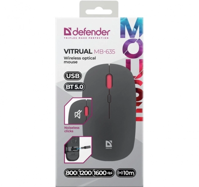 Bezdrátová myš Silent Click Vitrual MB-635 RF+BT 1600DPI 4P
