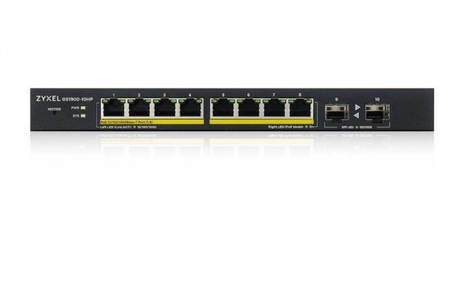 Přepínač GS1900-10HP v2 8portový L2 PoE 2xSFP 70W 802.3at