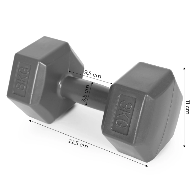 Sada šestihranných činek 2x3 kg, šedá