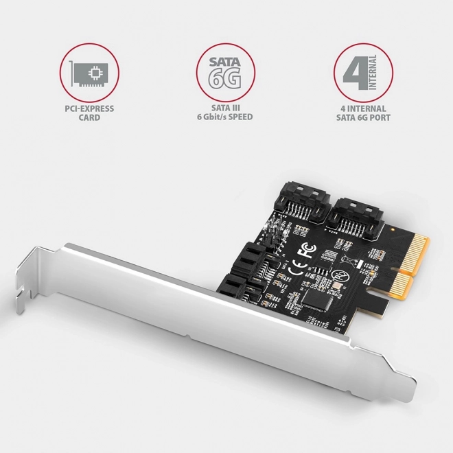 PCES-SA4X4 řadič PCIe 4x interní port SATA 6G, ASM1164, SP & LP