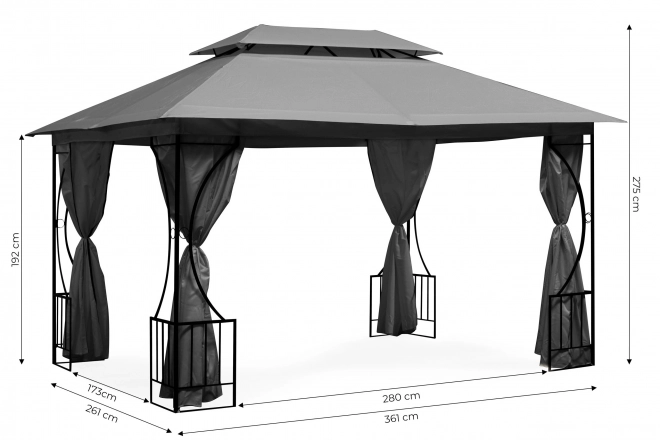 Stan zahradní pavilon 3x4m, moskytiéra a plné stěny