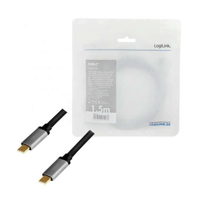 USB-C M/M, PD, hliníkový kabel 1,5 m