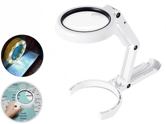 Skládací šperkařská lupa s LED a USB