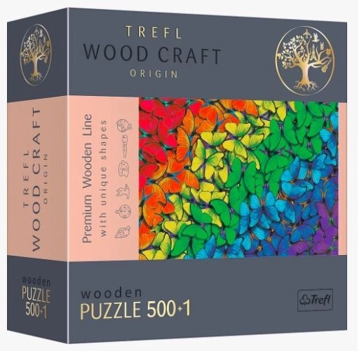 Dřevěné puzzle Trefl Wood Craft Duhoví motýli 501 dílků