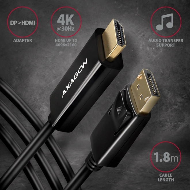 RVD-HI14C2 DisplayPort -> HDMI 1.4 aktivní adaptér, 1,8m kabel, 4K/30Hz