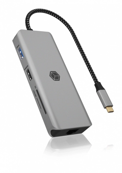 Dokovací stanice IB-DK4012-CPD 9v1, 2x HDMI, 4K60Hz, 3xUSB, 100W PD,LAN, čtečka karet