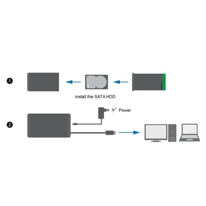 externí box na HDD 3,5" SATA s USB 3.0, černý hliníkový