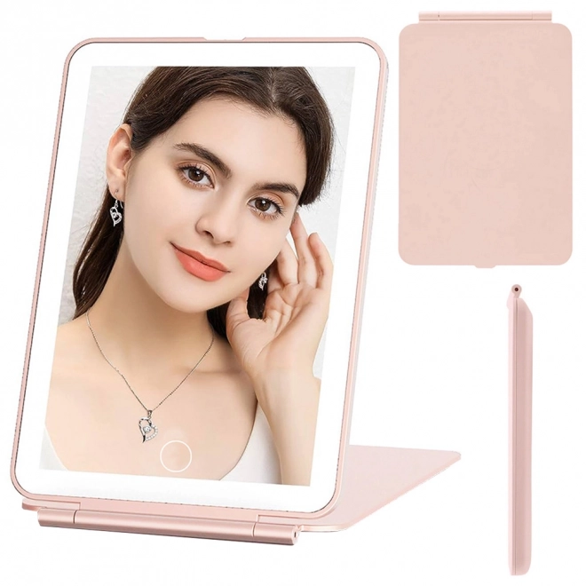 Skládací cestovní LED make-up zrcátko
