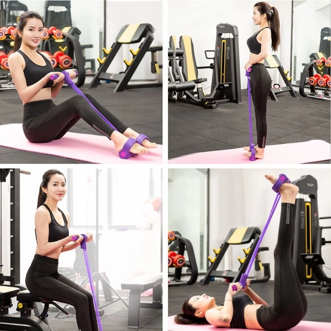 Fitness expandér na nohy pro procvičování svalů nohou, břicha a stehen - fialový