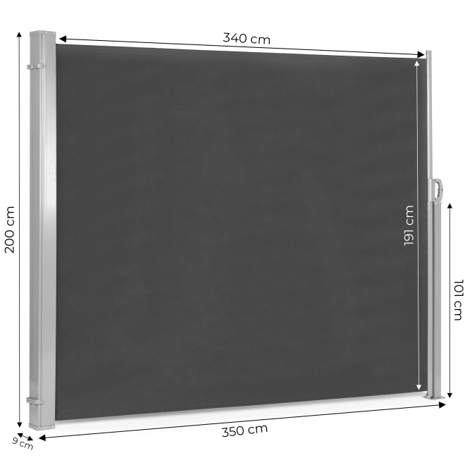 Skládací boční markýza 350x200 cm ochranná clona pro zahradu nebo terasu antracit MultiGarden