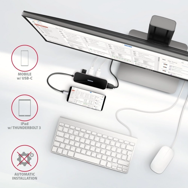 HMC-6H4A Víceportový rozbočovač 4x USB-A + HDMI, USB-C 3.2 Gen 1, PD 100W, 20cm kabel USB-C