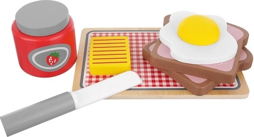 Kompletní snídaňový set včetně džemu a vajíčka