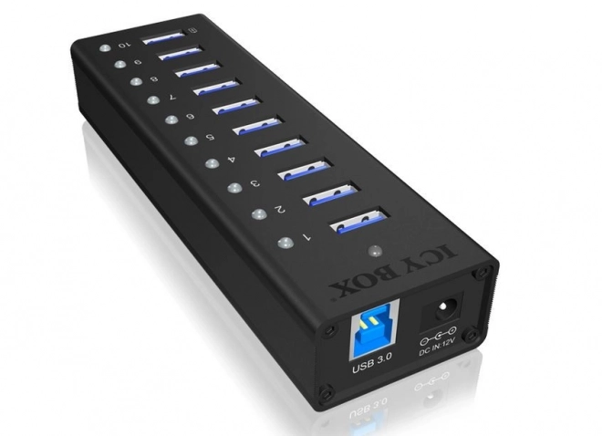 Icy Box aktivní 10portový USB 3.0 hub s hliníkovým tělem