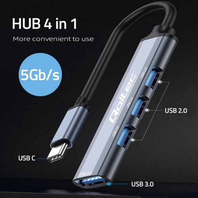 HUB adaptér USB-C 3.1 4v1 | USB 3.0 | 3x USB 2.0