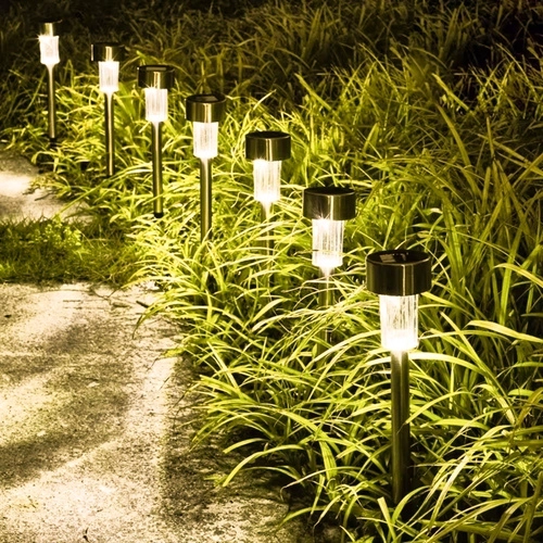 Solární zahradní lampy LED - sada 10, zapichovací, vodotěsné, teplé bílé světlo