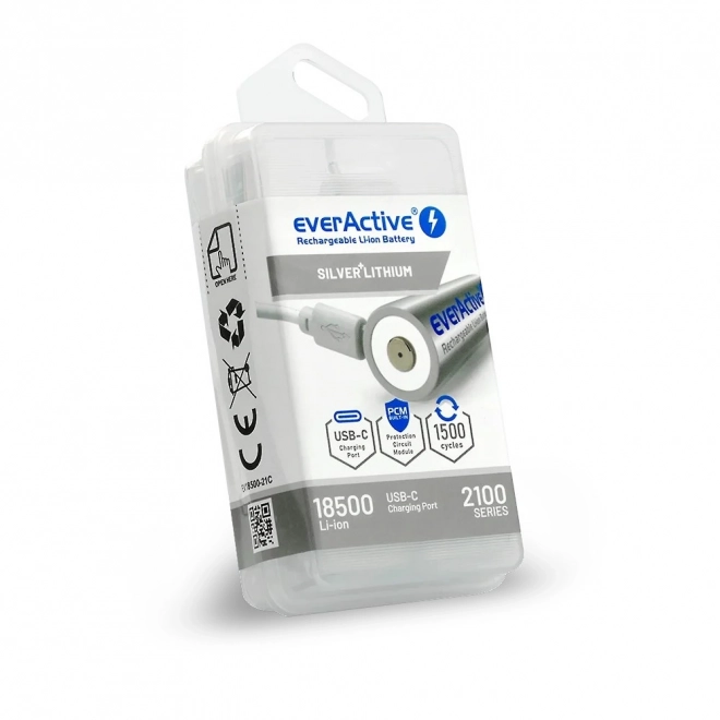 Dobíjecí akumulátor EverActive 18500 Li-ion 3,7V 2100 mAh USB-C