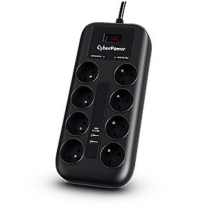 Přepěťová ochrana CyberPower s 8 zásuvkami a 2 USB porty