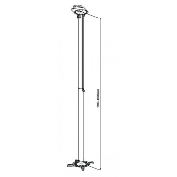 Stropní držák na projektor 110-190 cm stříbrný