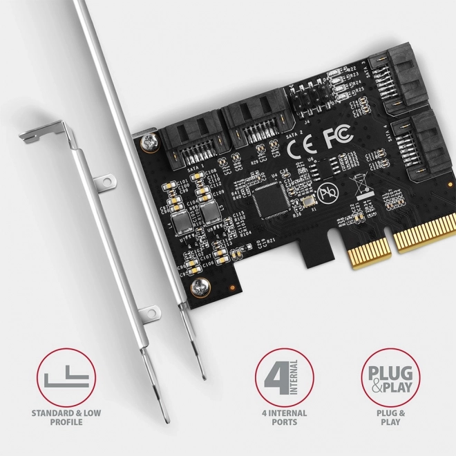 PCES-SA4X4 řadič PCIe 4x interní port SATA 6G, ASM1164, SP & LP