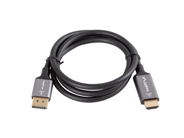 Černostříbrný kabel DisplayPort na HDMI 1 m