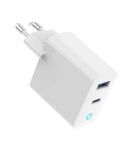 USB-A/C GaN LED 30W PD QC3.0 nabíječka bílá