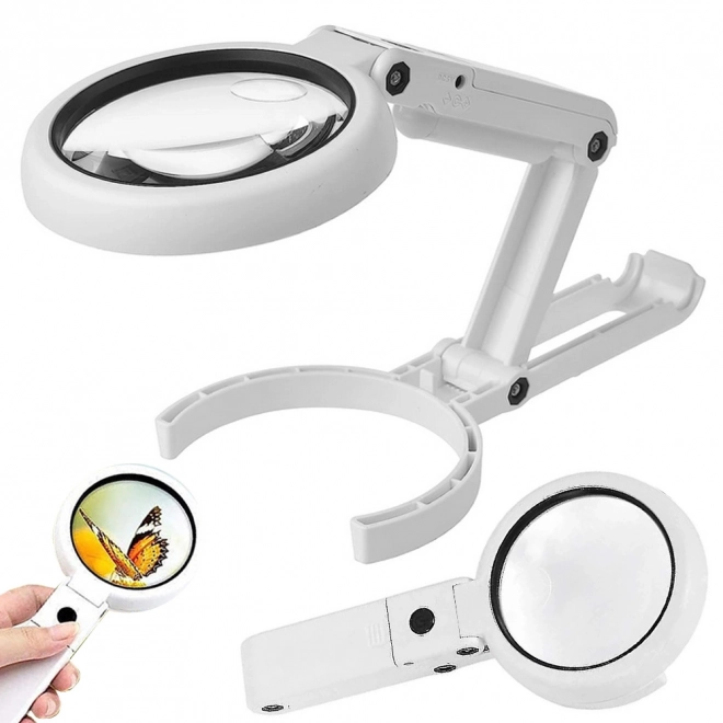 Skládací šperkařská lupa s LED a USB