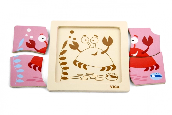 Dřevěné Puzzle Krab pro Nejmenší