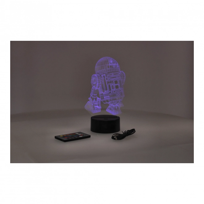 3D LED noční lampička "Star Wars - R2D2" Hologram + dálkové ovládání