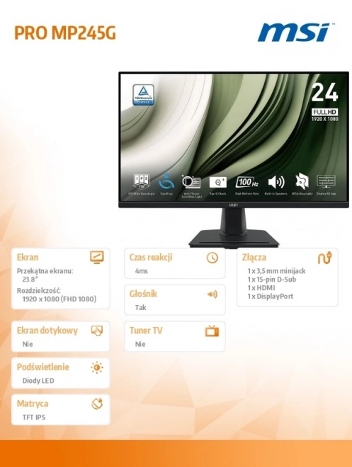 Monitor PRO 24 palců Czarny