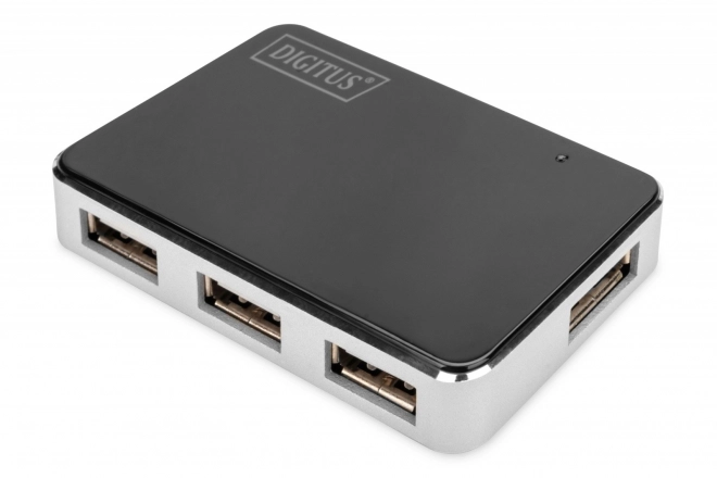 aktivní USB 2.0 hub 4portový černo‑stříbrný DIGITUS