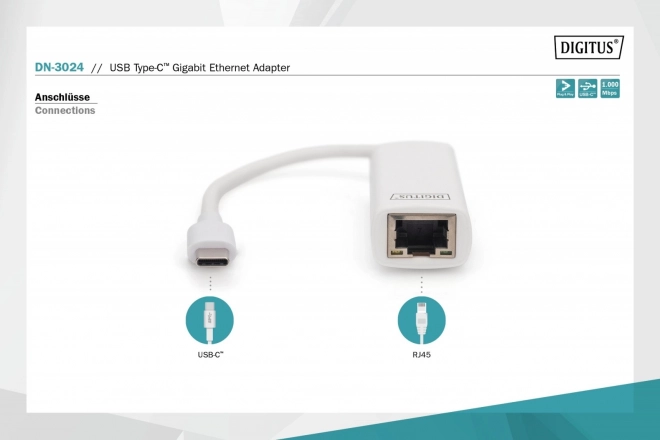 Kabelový síťový adaptér USB 3.0 typu C na gigabitový Ethernet 10/100/1000 Mb/s