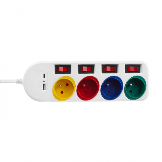 Prodlužovací kabel 4 zásuvky 1,5 m, USB A/C MCE508 W