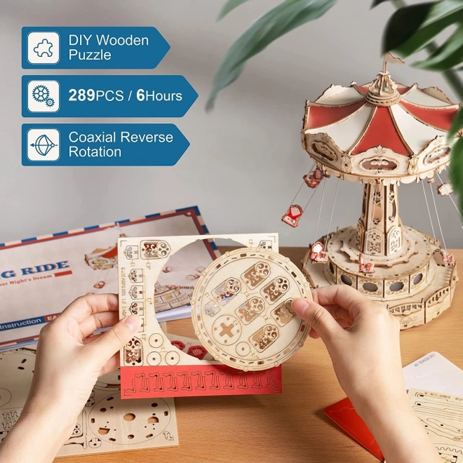 RoboTime 3D skládačka hrací skříňky - Řetízkový kolotoč barevný