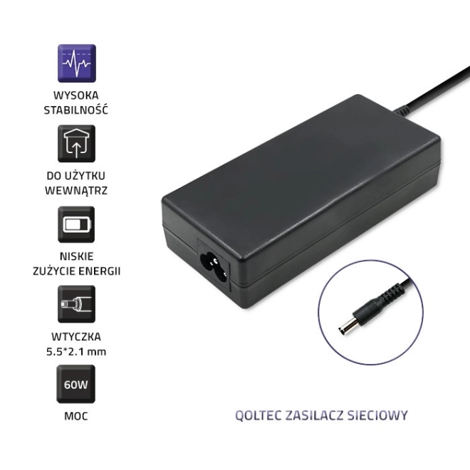 Zasilovací adaptér Qoltec 60W