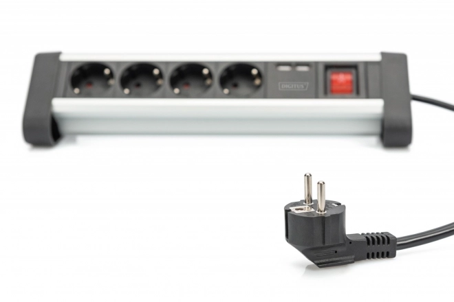 Kancelářská napájecí lišta 45° 4 zásuvky, 2x USB (5V/2A) s možností otáčení o 290° hliník HQ