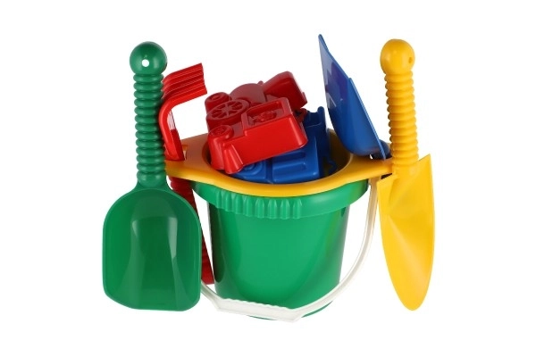 Kbelík sítko lopatka kupecká lopatka hrabičky plast v síťce 20x28x12cm 12m+