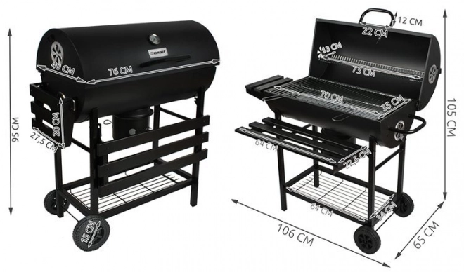 Zahradní gril s krytem - sud G8057