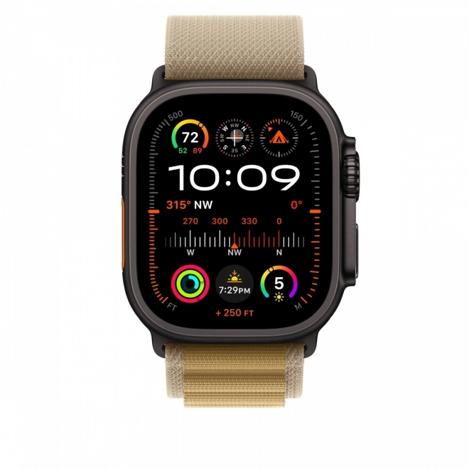 Řemínek Alpine v béžové barvě pro obálku 49 mm - velikost L - titanové prvky v černé barvě