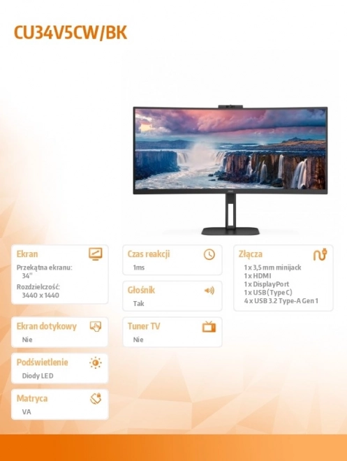 Zakřivený monitor AOC CU34V5CW 34"