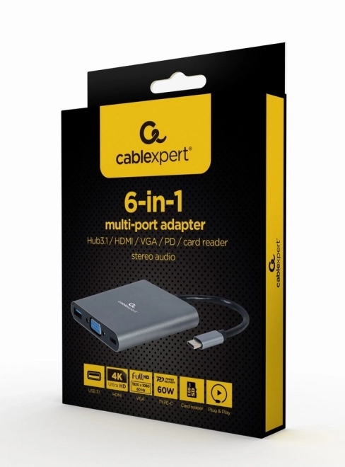 Adaptér USB-C Rozbočovač HDMI USB-C PD VGA USB 3.0 Zvuková karta