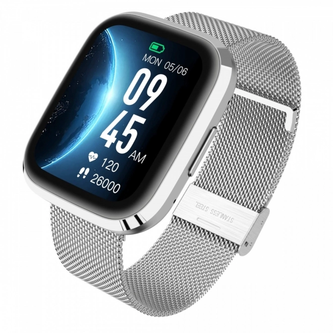 Smartwatch Garett luxusní styl v ocelově stříbrné barvě