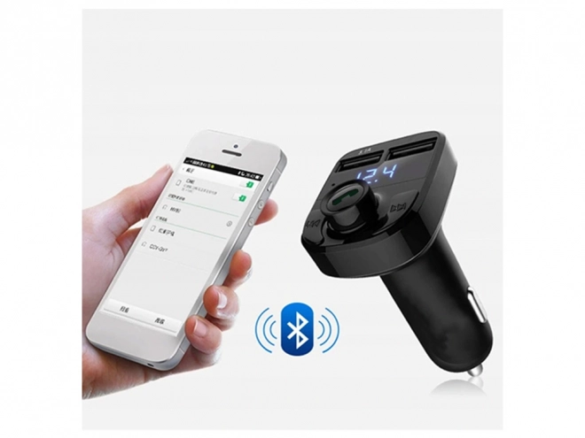 FM Bluetooth autotranstiter a nabíječka 2x USB