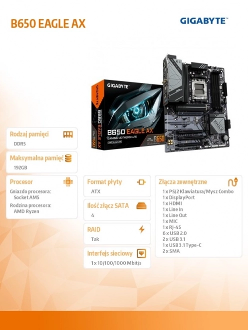 Základní deska B650 EAGLE AX AM5 4DDR5 HDMI/DP ATX