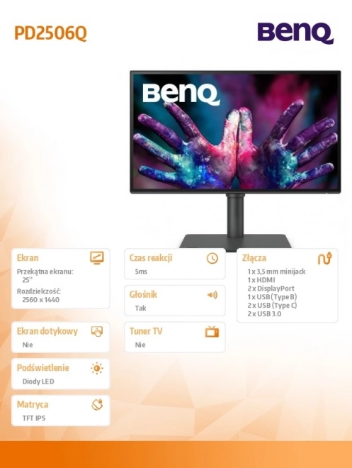 Monitor 25" PD2506Q QHD 5ms/2K/IPS/GL/HDMI