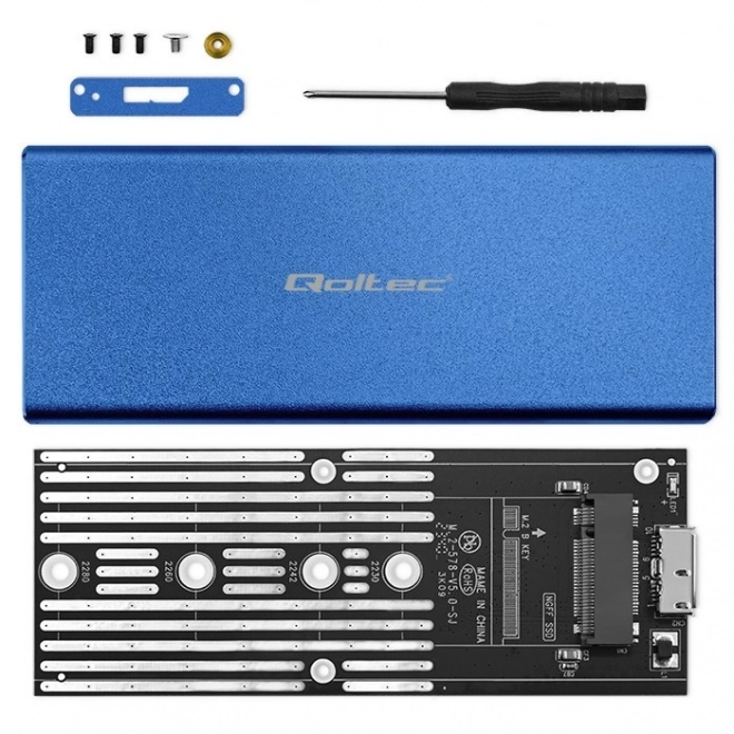 Skříň | Šachta pro disk M.2 SSD | SATA | NGFF | USB 3.0 | Superspeed 5Gb/s | 2TB | Modrá