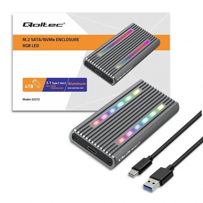Externí obal na M.2 SSD disk s USB-C, RGB LED a kapacitou až 4TB