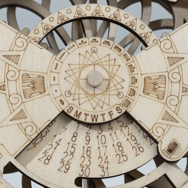 RoboTime 3D dřevěné mechanické puzzle Stolní kalendář