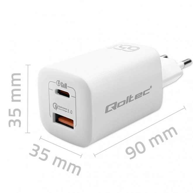 Síťová nabíječka 65W GaN ULTRA USB-C PD a USB QC 3.0