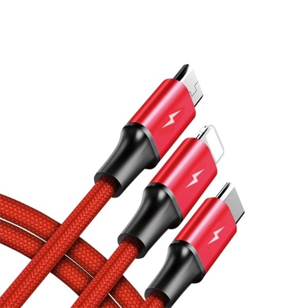 Nabíjecí kabel 3 v 1 USB - USB-C/microUSB/Lightning, 1,2 m; C4049RD