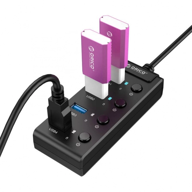 Orico USB rozbočovač 3.0 s přepínači, 4 porty